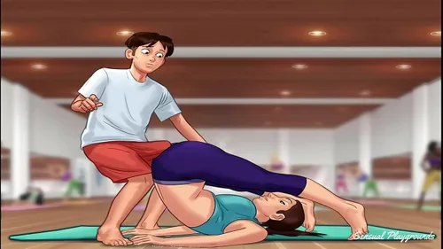 MILF aux gros seins baise pendant son cours de gym
